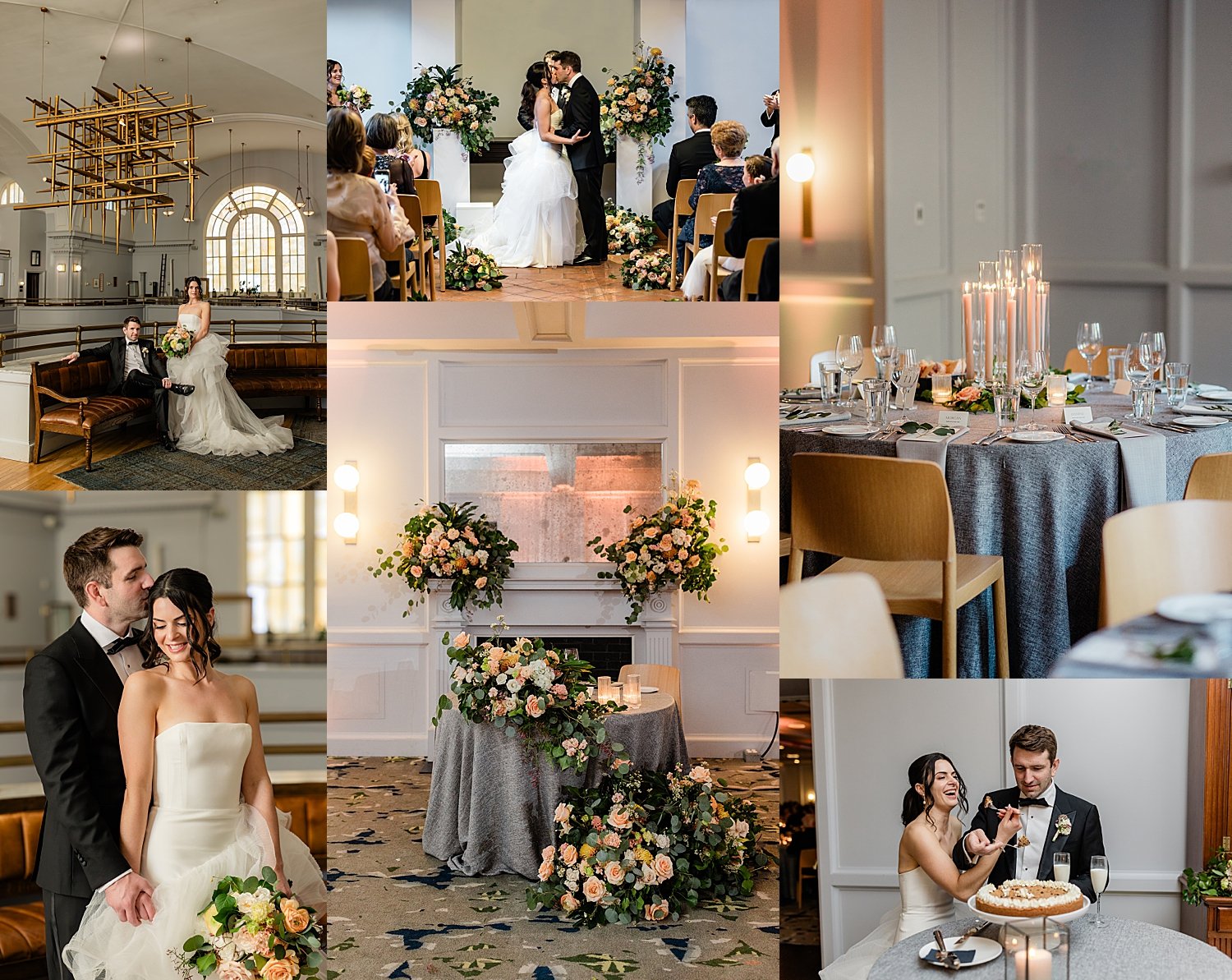 elegant wedding with flowers at reception by Baltimore wedding photographer