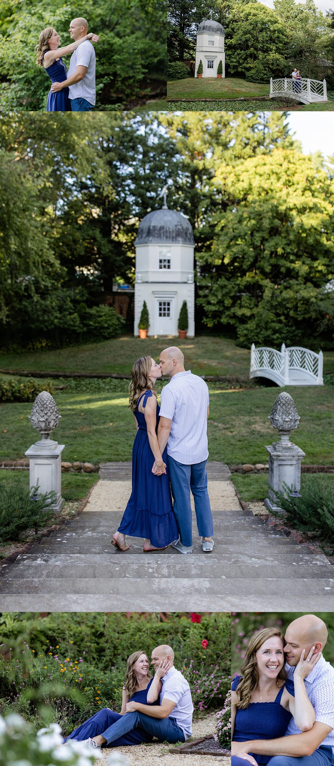 woman in blue dress embraces man in white shirt by Jen Harvey Photography