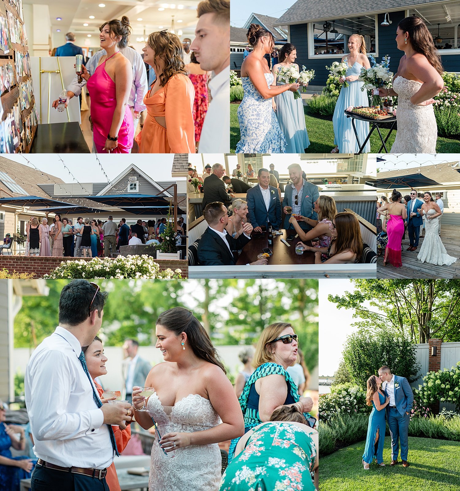 guests mingle during cocktail hour for candid photos
