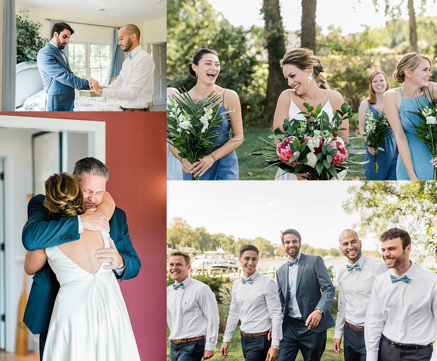 father cries when he sees his daughter in dress for the first time by Baltimore wedding photographer