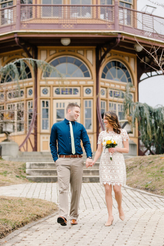 Patterson Park Baltimore photoshoot location couple portrait with city backdrop
