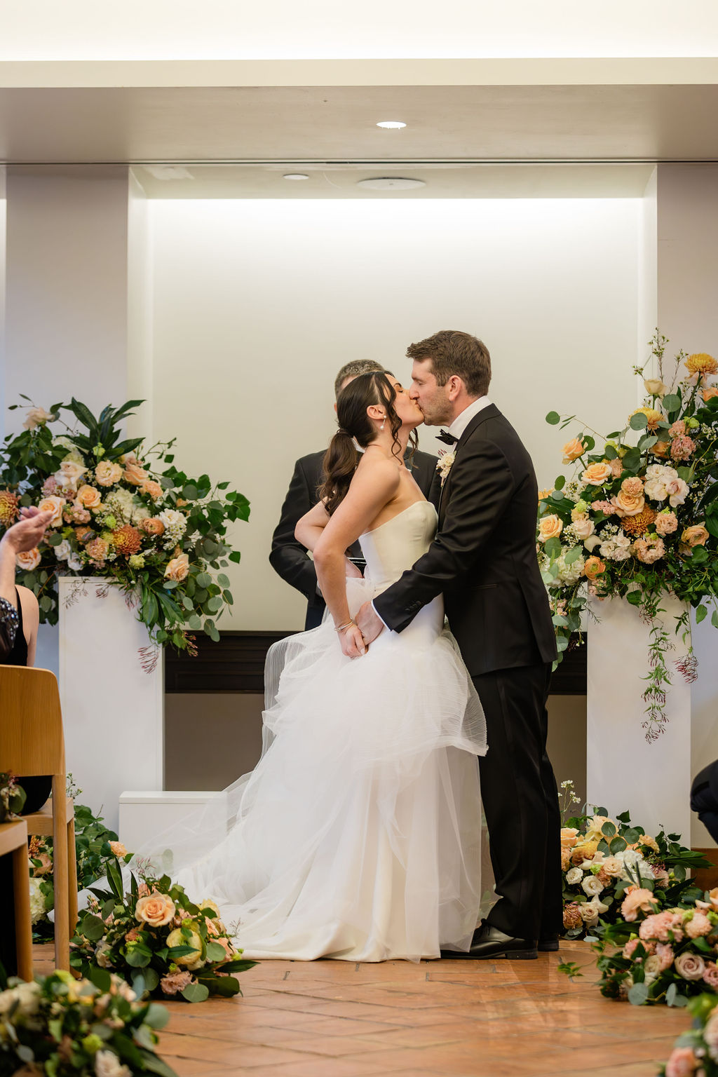 ceremony setup with floral aisle arrangements for a wedding in washington dc