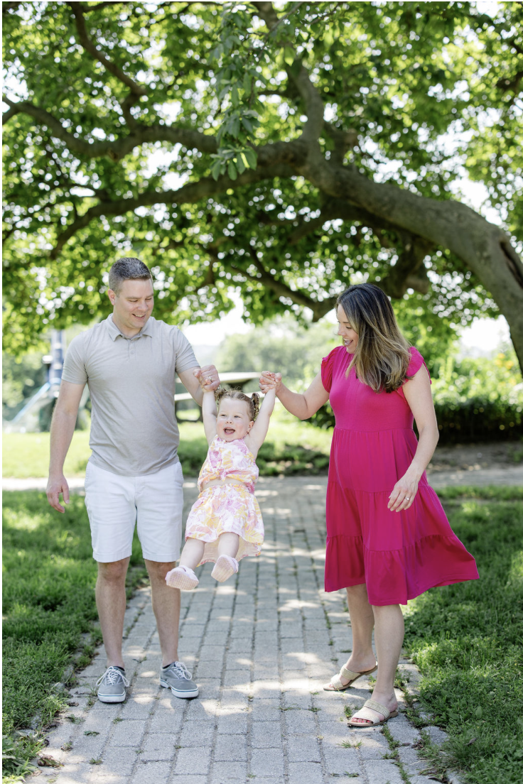 Baltimore family photoshoot locations spring family portrait with toddler and flowers