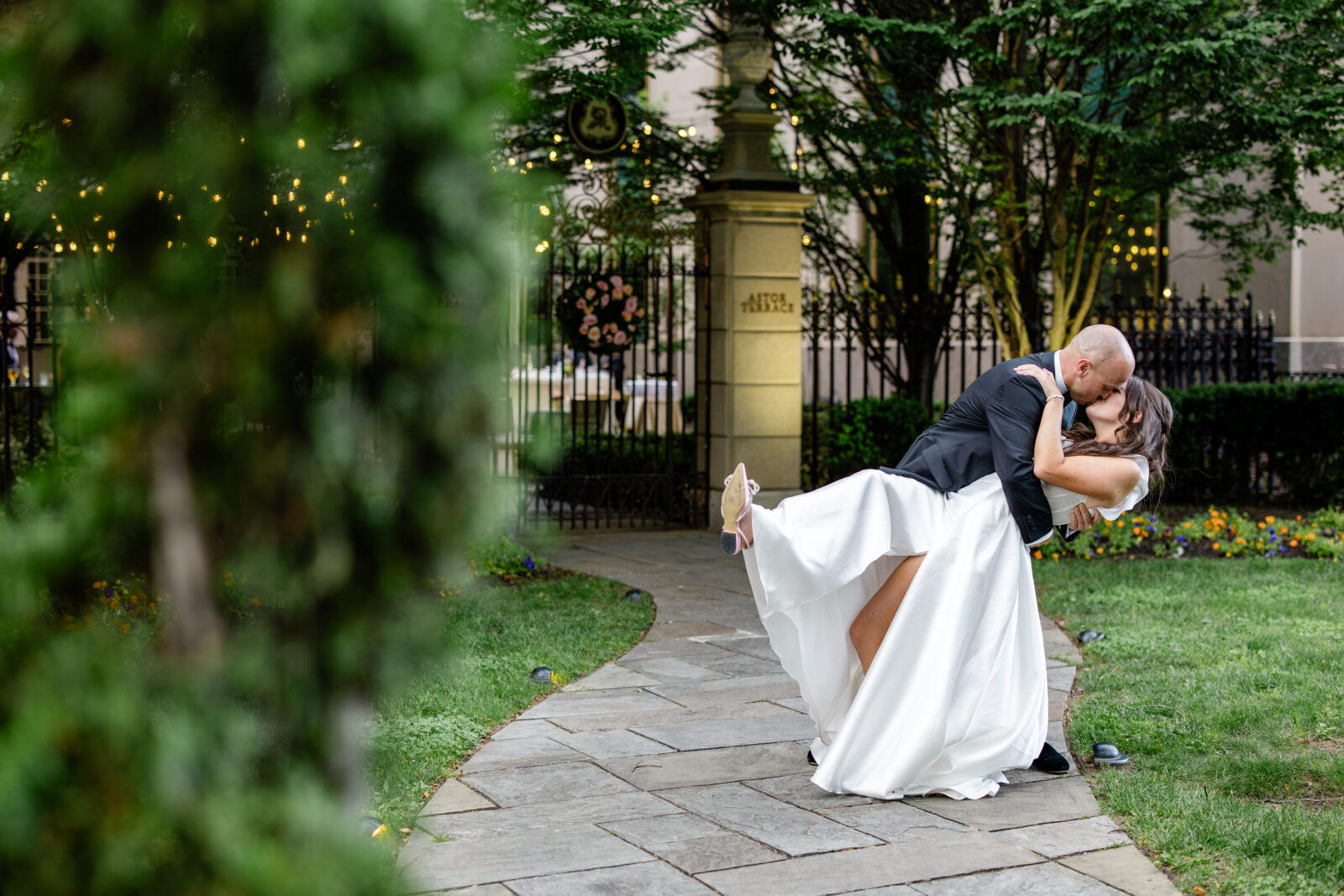 bride and groom at st. regis dc wedding venue