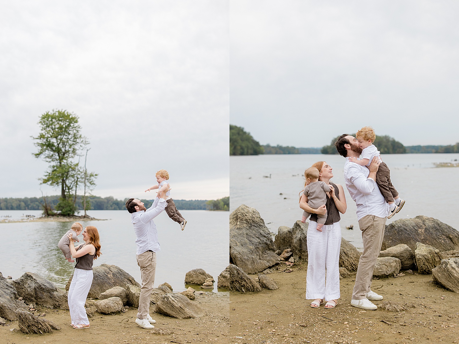 father throws toddler in the air playfully by Jen Harvey Photography