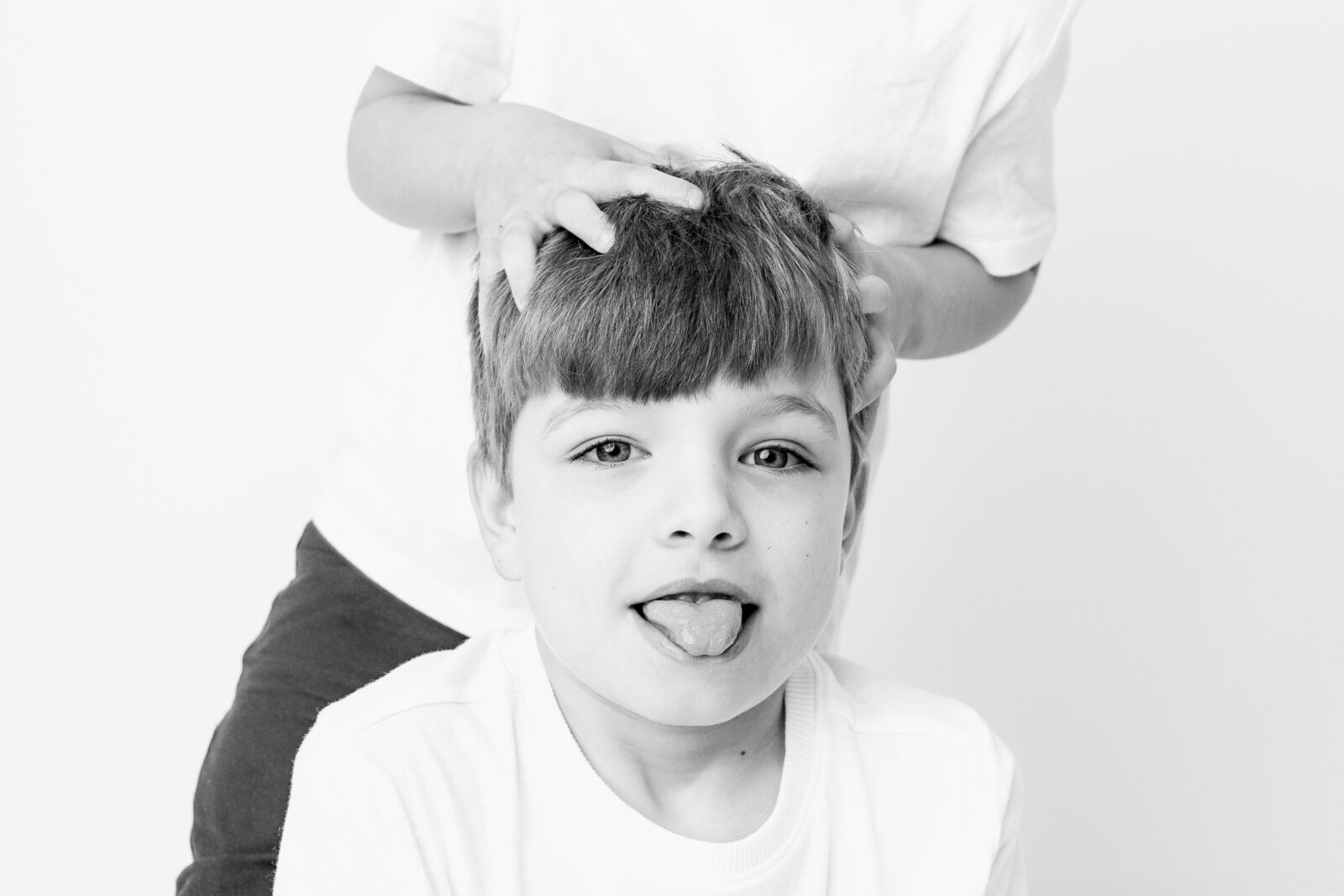 Black and white portrait of an elementary-age child