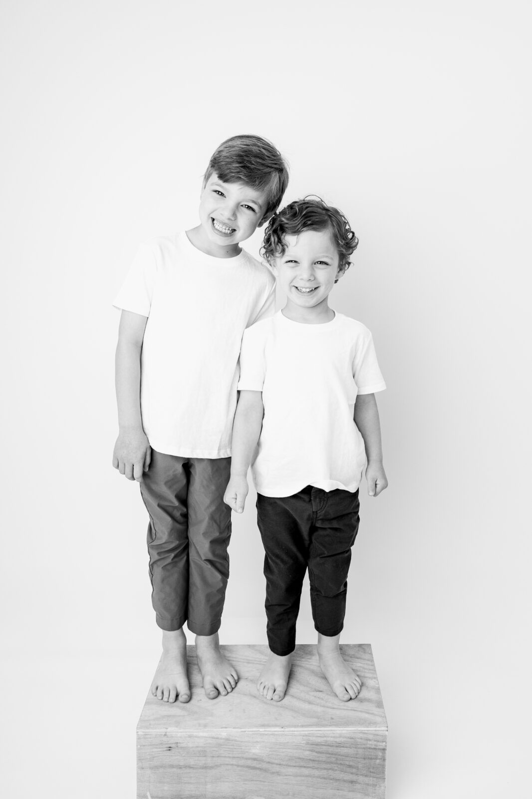 Black and white personality portrait of a two brothers, Baltimore studio