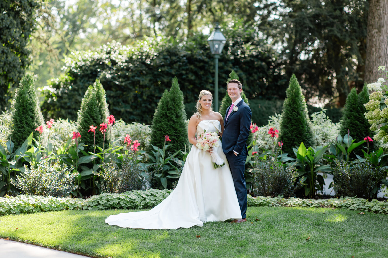 timeless wedding photography couple sharing quiet moment before ceremony in a garden setting