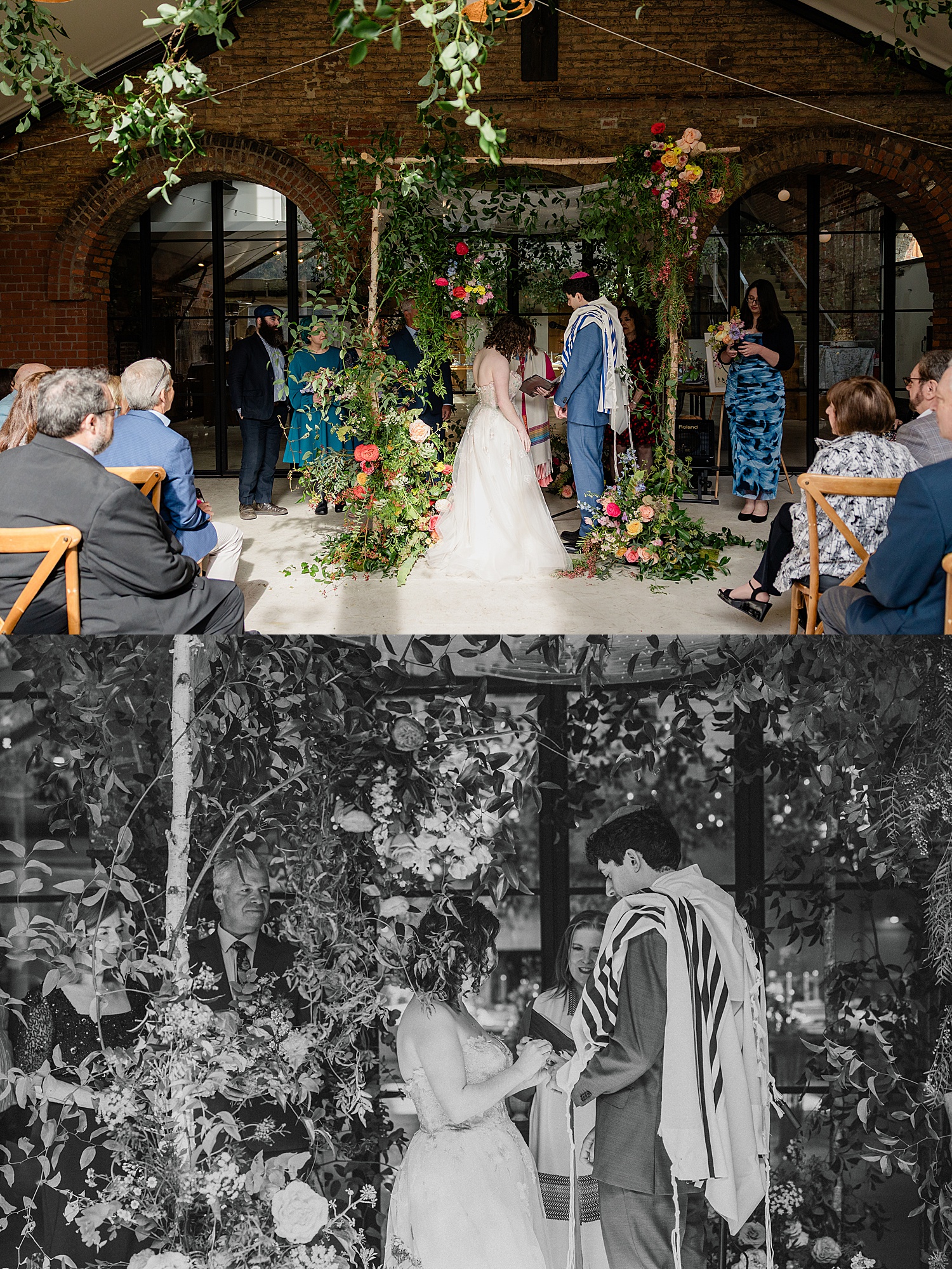 husband and wife in traditional Jewish ceremony at Woodberry Kitchen