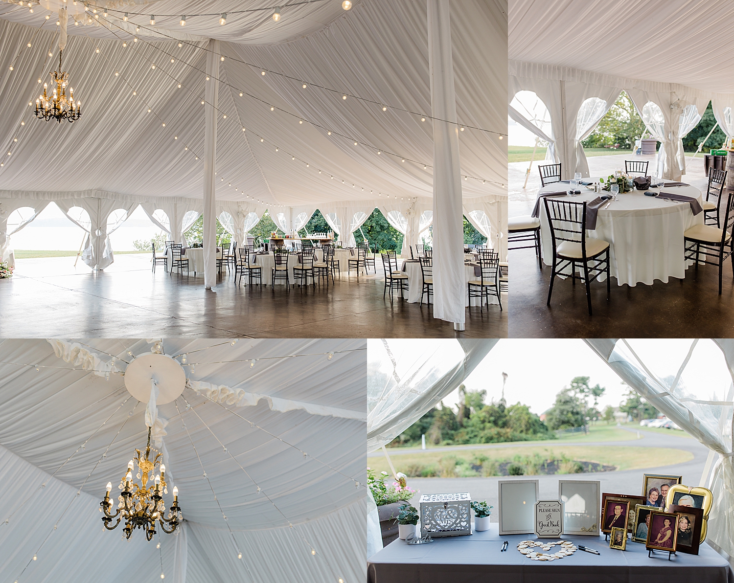 large tented reception space on big lawn by Baltimore wedding photographer
