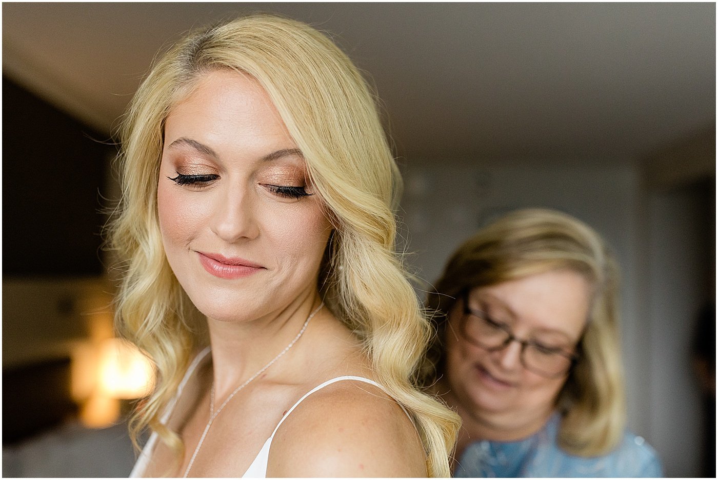 bride getting ready for baltimore waterfront wedding