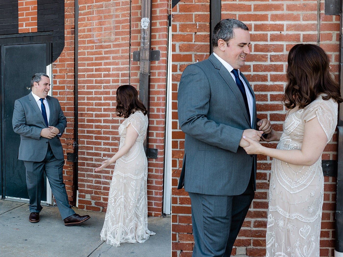 Industrial Baltimore, Md. bride and groom first look