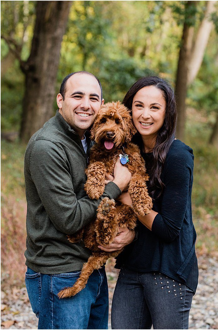 a couple and their dog and Patapsco State Park