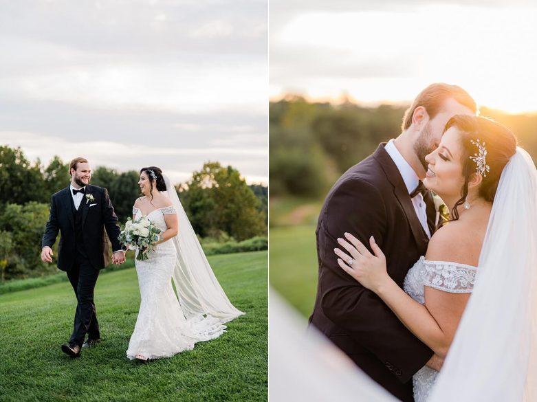 Bride and groom pose for portraits on their wedding day in Virginia