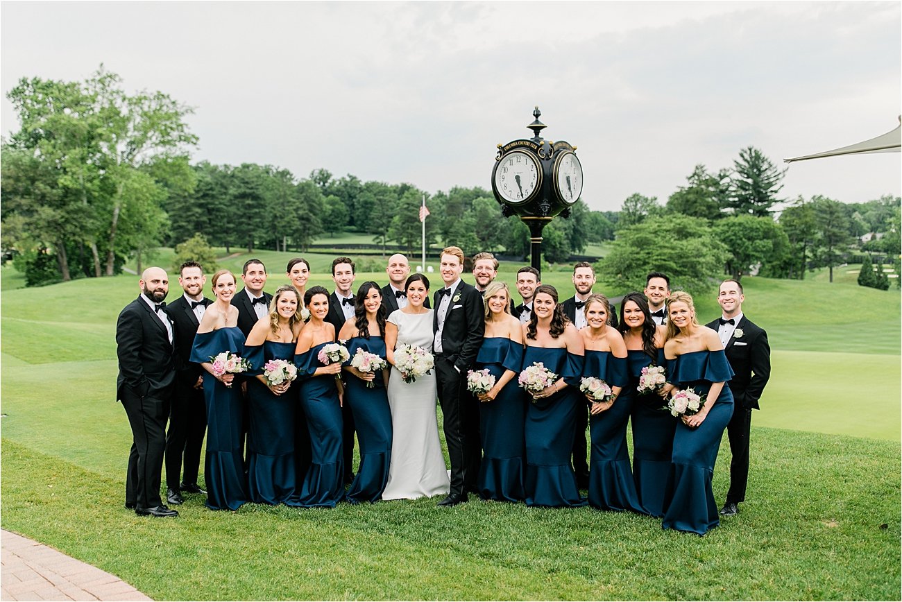 Bridal party portrait at Columbia Country Club