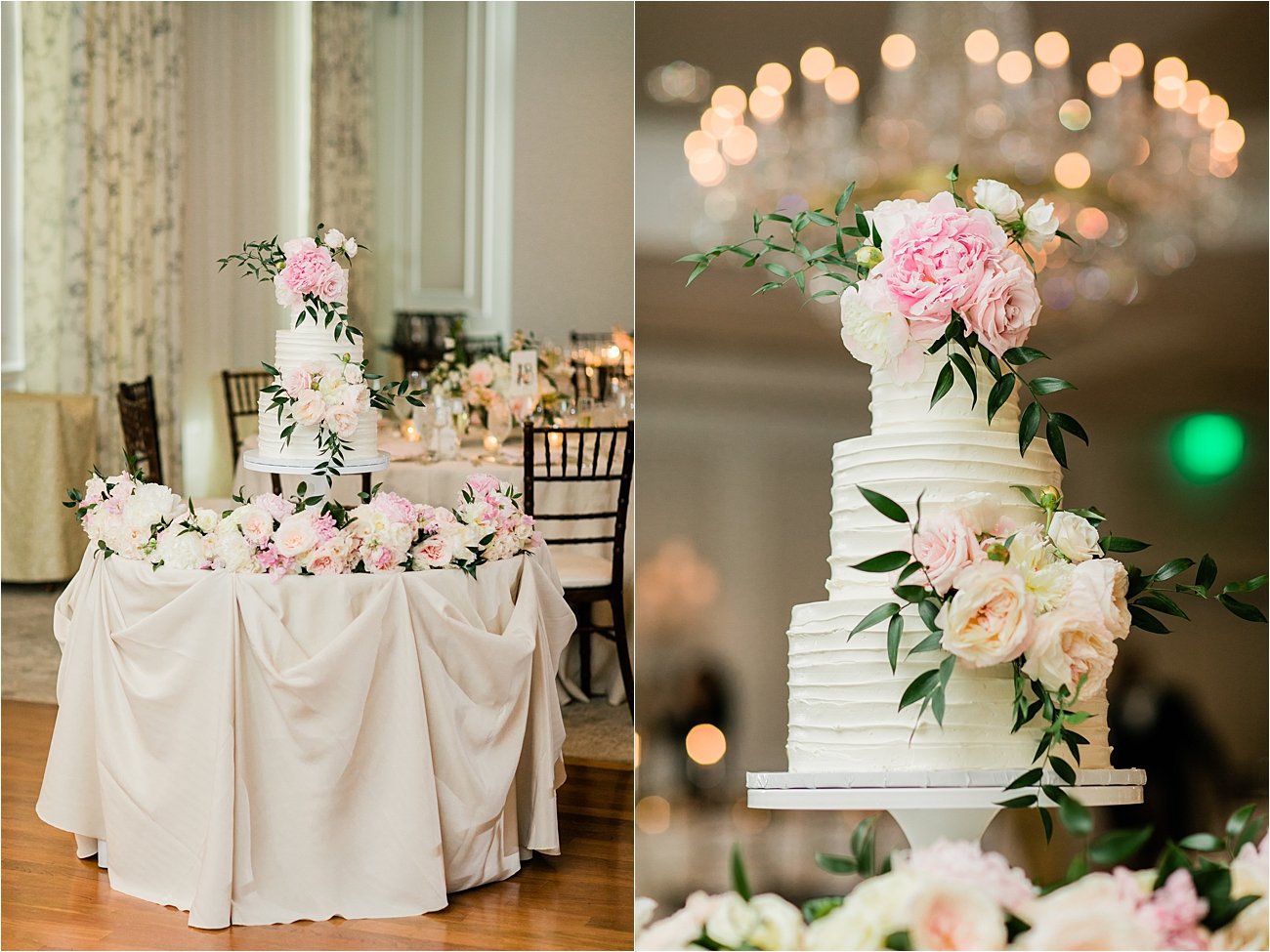 Photo of wedding cake at Columbia country club wedding reception 