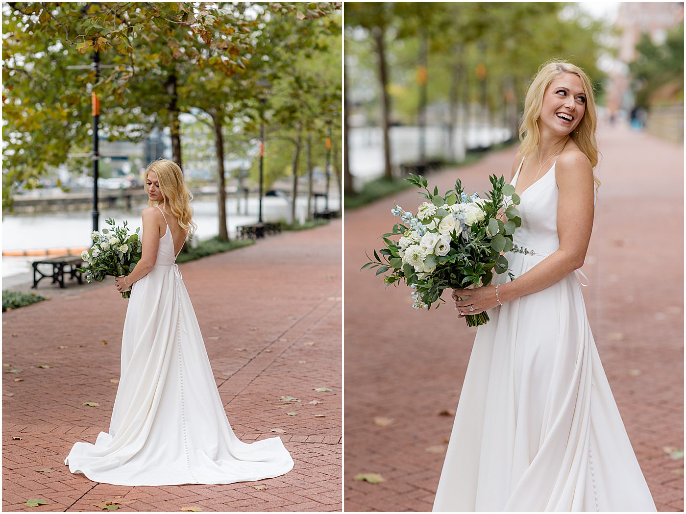 baltimore waterfront wedding bridal portraits