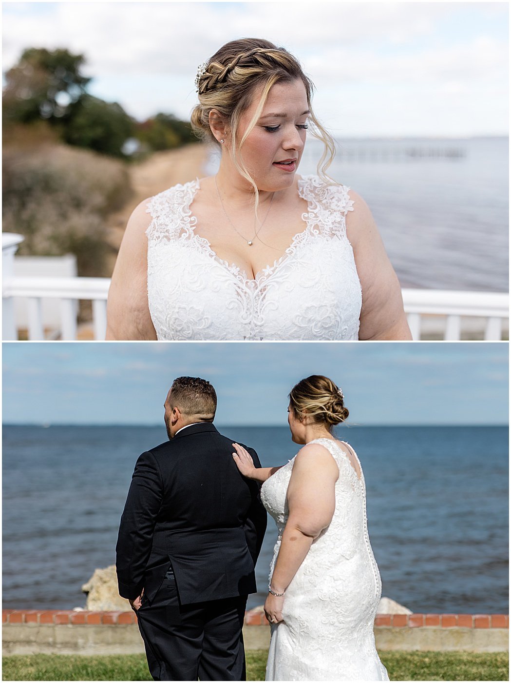 celebrations at the bay wedding first look